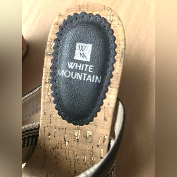 White Mountain Black and Cream Wedge Sandals - Picture 4 of 12